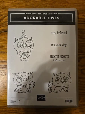 ADORABLE OWLS Stampin' Up! Stamp Set 160269 Paper Crafting Cards NEW Retired - Image 1 of 2
