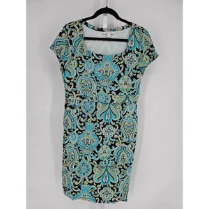 Charter Club Womens Multicolor Round Neck Floral Short Sleeve Nylon Dress Size L - Picture 1 of 4