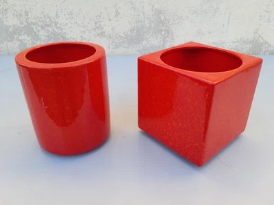 BERTONCELLO: COPPIA CEAMICHE SMALTATE 1970 SPACE AGE (AS PARRAVICINI BRAMBILLA) - Immagine 1 di 4