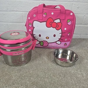 Termo Hello Kitty insultado acero inoxidable lata almuerzo contenedor y bolsa - Imagen 1 de 9