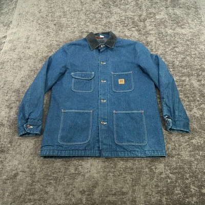 Jaqueta masculina Big Ben Wrangler vintage tamanho 44 longa azul denim campo cobertor forrado - Imagem 1 de 4