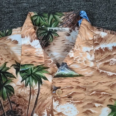 Винтажная гавайская рубашка John Blair мужская большая тропический остров пальмы на пуговицах - Изображение 1 из 4