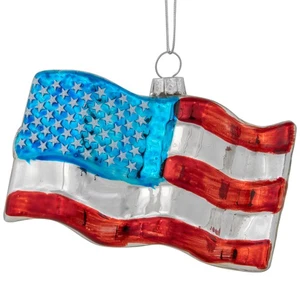 Northlight 4" Bandera Americana Vidrio Adorno Navidad - Imagen 1 de 5