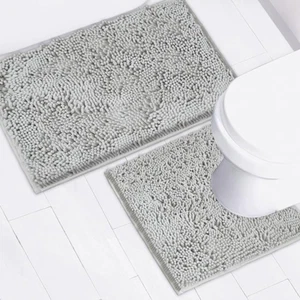 Bathroom Rugs Chenille Bath Mat 2 Piece Set Super Absorbent Strong PVC Non Slip - Picture 1 of 12