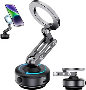 Vacuum Magnetic Car Phone Mount, 360 Adjustable Suction Cup Phone Mount, Foldabl - Photo 1 sur 7