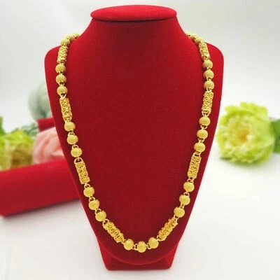 Collar Hombre Clavijas Cabeza de Dragón 22K 23K 24K TAILANDÉS BAHT Oro Colocado Cadena GP Foto 1 de 4