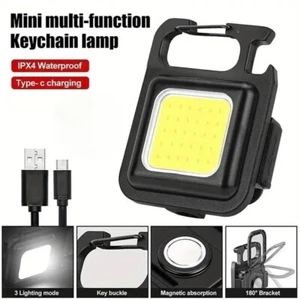 Mini COB Led Keychain Light USB Rechargeable Keychain Key Ring Camp Torch UK - Picture 1 of 13