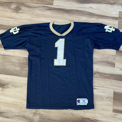 Notre Dame Jersey Mens 48 Football #1 Vintage Made in USA Champion Navy Blue Cover