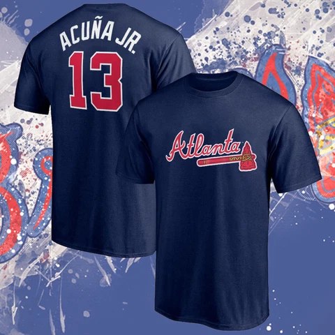 HOT!!! Ronald Acuna Jr. #13 Player Name  Atlanta Braves Team Baseball T-Shirt Cover