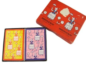 Carte da gioco VINTAGE Bridgeway USA Deco Parasol Ladies ID Swap in scatola anni '40 - Foto 1 di 12