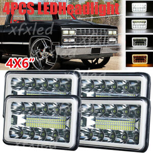For GMC C1500 C2500 C3500 1982-1986 4X 4x6" LED Headlights Hi-Lo DRL Turn Signal