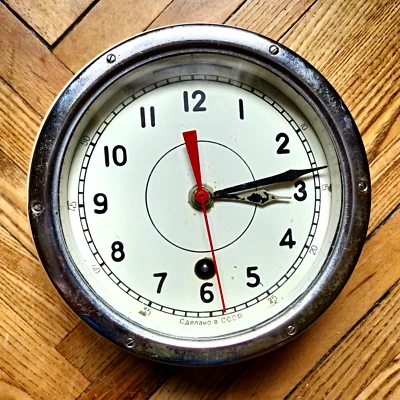 RELOJ DE CABINA SOVIÉTICO RUSO VOSTOK BARCO/BARCO SUBMARINO MARINA 1972 Foto 1 de 4