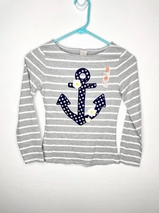 Gymboree Nautical Striped Sailor Top Girls Size 8 Long Sleeve Anchor Appliqué - Picture 1 of 4