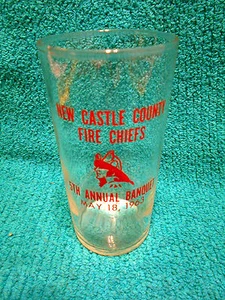 Fire Department Souvenir Glass 1963 New Castle County DE Fire Chiefs Banquet - Picture 1 of 1