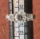 ￼ Sterling Silver Engagement And Or Promise Ring Size 7 With 3 Moissanite Stones