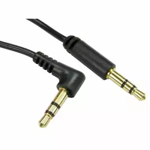 1M delgado negro auxiliar ángulo recto 3,5 mm a recto conector estéreo cable de audio - Imagen 1 de 1