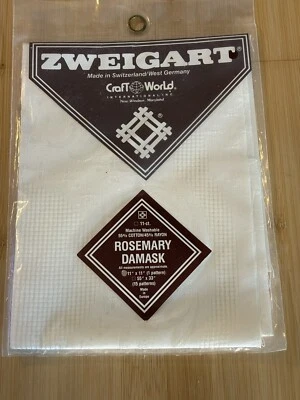 Zweigart, Craft World 11-ct. Cotton/Rayon ROSEMARY DAMASK 11 x 11” 1 pattern NEW - Image 1 of 4