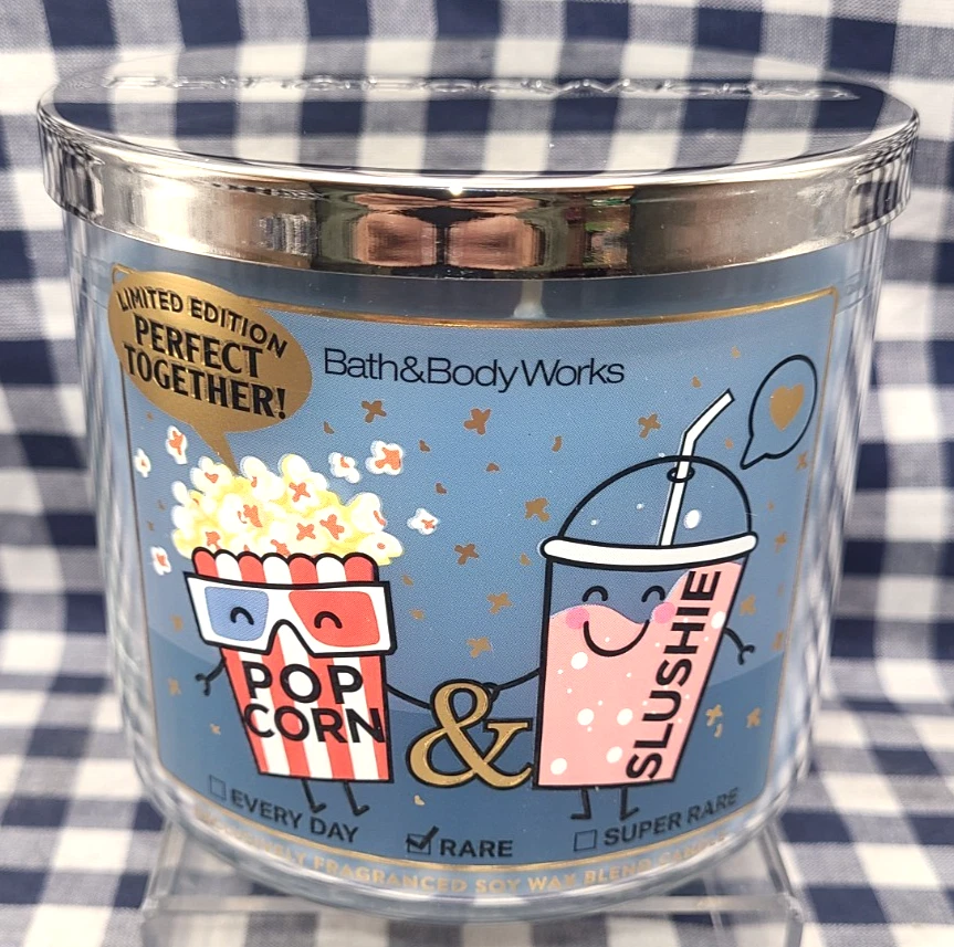 TOTALMENTE NUEVO Palomitas de maíz y Slushie Vela de 3 mechas 25-45 horas de combustión 14 oz Baño y cuerpo Funciona Foto 1 de 1