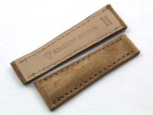 Cinturino Lusso Pelle Scamosciata Beige 20/16mm Deployante Ricambi Casual Nuovo - Picture 1 of 5
