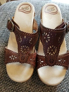 Dansko Womens Sz 37 Wedge Heel Sandles Slides US Sz 6.5 - 7 Brown - Picture 1 of 5