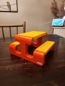 Vintage Little Tikes Picknicktisch orange gelb Puppenhaus - Bild 1 von 5