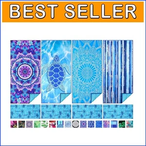 Super Absorbent Mandala Turtle Beach Towels - Quick Dry 4 Pack for Adults - Picture 1 of 9