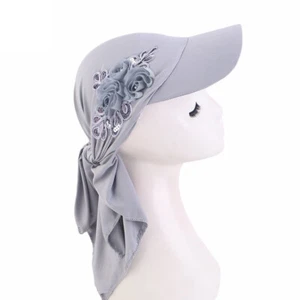 Muslim Women Sequin Turban Visor Cap Hijab Brim Hat Wrap Sun Hat Headscarf Cover - Picture 1 of 27