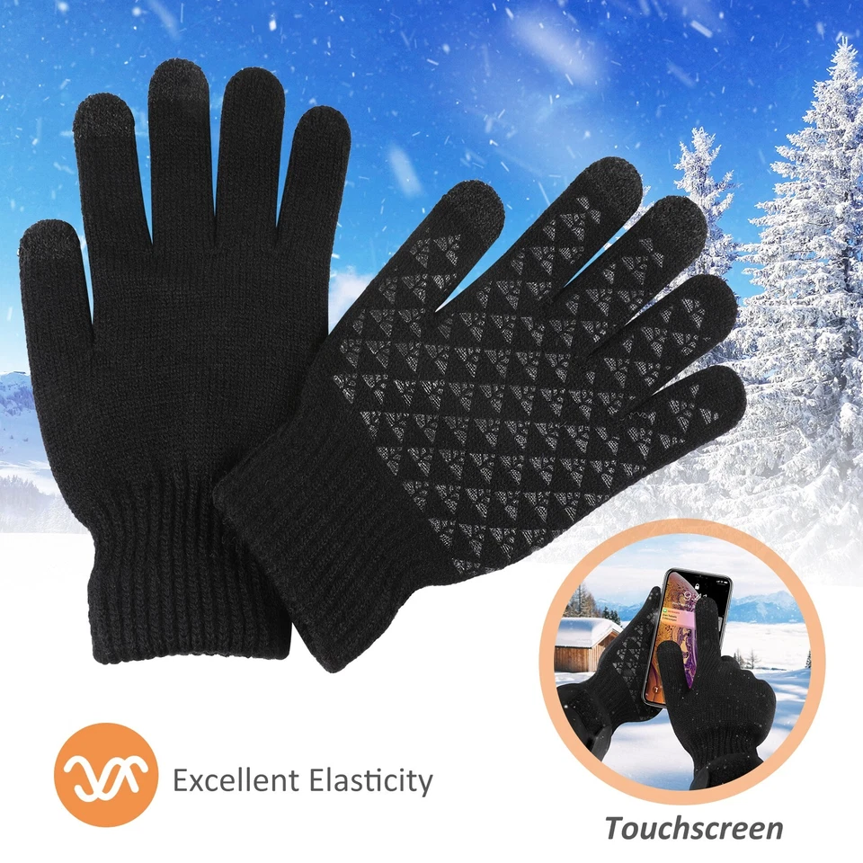 Negro Guantes Hombres Mujeres Antideslizantes Para Trabajo El Frio De Invierno - Imagem 1 de 4