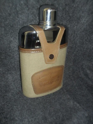Noymer Leather and canvas cover  for Glass Flask Carriage Collection Tan Brown - Image 1 of 4