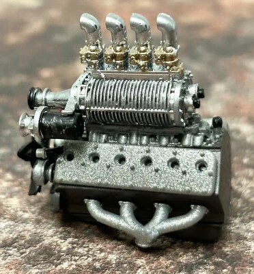 Resin Supercharged V-12 Flathead engine for scale model cars, 1/24 1/25 scale. - Image 1 of 4