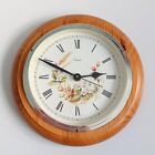 Vintage Wooden Round Wall Clock Quartz Beige Fruit Decoration 21 Cm Diameter 