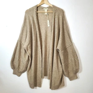 Neu mit Etikett Max Studio Damen Strickjacke Pullover Puff Zopfmuster Hafer Oversize XL - Bild 1 von 10