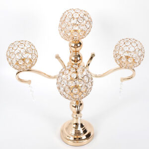 5 Arm Crystal Candelabra Votive Candle Holders Wedding Table Centerpieces 2COLOR