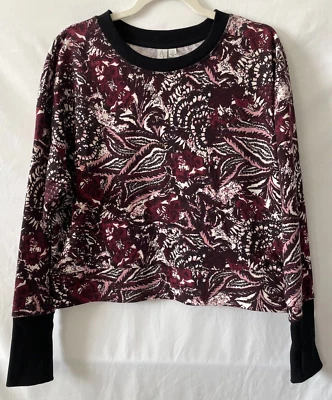 Pulôver feminino Joie moletom multicolorido floral furos para polegar 100% algodão G novo - Imagem 1 de 4