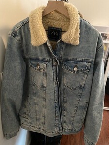 jean jacket with fur mens zara