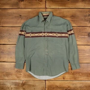 Vintage Roper Western Shirt Snap M Mens Long Sleeve Green Geometric - Picture 1 of 8