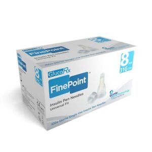 New GlucoRx Care Point Insulin Replacement N33dles 8mm/31g BNIB 100 x 2  boxes