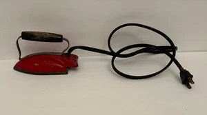 Sunny Suzy Toy Iron Red Tin Wood Handle USA Wolverine Supply Electric - WORKS ! - Picture 1 of 20