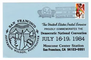1984 Democratic National Convention Souvenir Postmark Card - Picture 1 of 1
