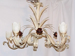 Lampadario da soffitta personalizzato vintage con fiori foglie e vetro art.13 - Bild 1 von 3