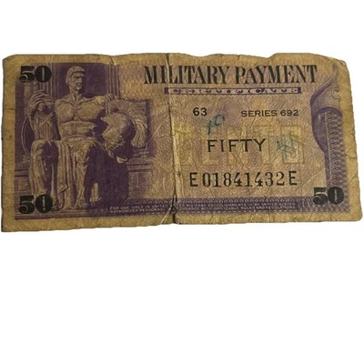 Military Payment Certificate:  50 Cents Series 692 Very Circulated - Image 1 of 2