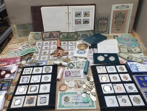 Huge Estate Coin Lot, Old Silver Coins, Proof Sets, Medals, Stamp & Quarter Book - Afbeelding 1 van 24