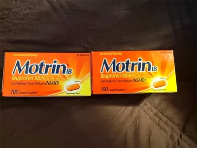 (2) Comprimidos recubiertos de ibuprofeno Motrin para aliviar el dolor y la fiebre 200 ct Exp 5/2027 Foto 1 de 4