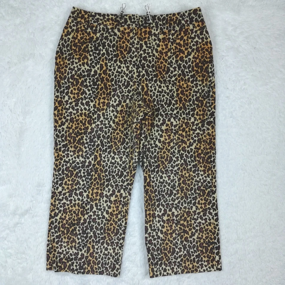 Pantalones Larry Levine para mujer capri estampado de leopardo elástico pana tiro alto 16 Foto 1 de 4