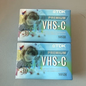 TDK VHS-C Camcorder Tape 2 Pack 30 Min Premium Video Blank Sealed Vintage NEW - Picture 1 of 2