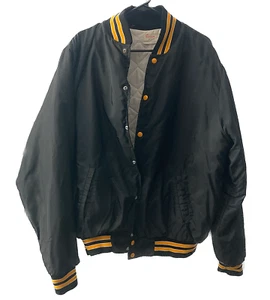 Varsity Jacket by Rennoc (NJ, USA), Men's XL 48, Black and Yellow, Vintage - Picture 1 of 6