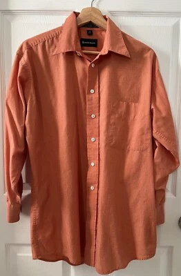 Conte di Milano Mens Size 15 Shirt Orange Button Up Long Sleeve 32/33 - Image 1 of 4