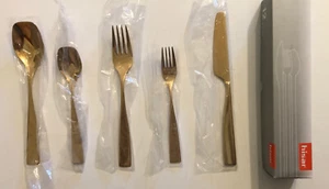 Set of Hisar 5 Piece 18/10 Stainless Steel Flatware Set, Titanium Gold Famia - Picture 1 of 3