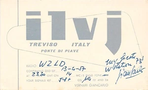 QSL Card CB HAM Radio Cartolina W2LD 1957 Treviso Italia Ponte Di Piave i1Vj - Foto 1 di 2