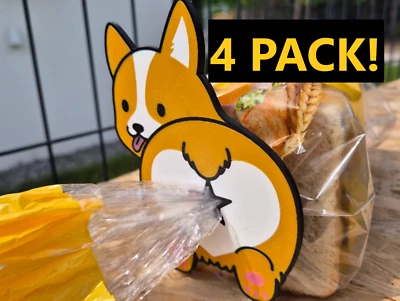 Corgi Dog Butt Bread Clip – Reusable Bag Tie, Set of 2 or 4 Cute Closures - Image 1 of 4